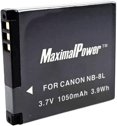 بطارية ليثيوم أيون بديلة من Maximal Power DB CAN NB8L لكاميرات Canon NB8L وCanon A3100IS وA3000IS الرقمية (أسود) in Kuwait