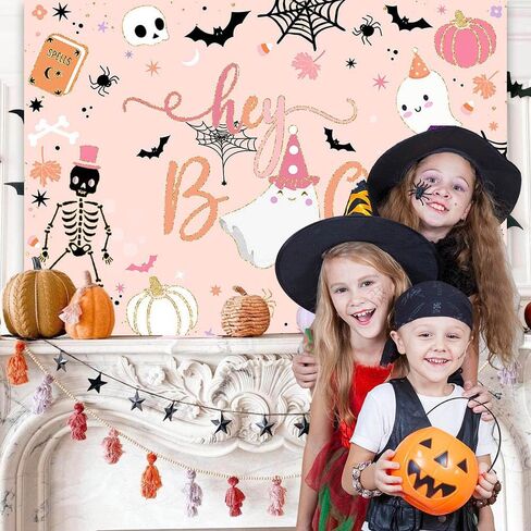 Avezano Hey Boo Halloween خلفية للأطفال لطيف شبح الهالوين ديكورات حفلات الهالوين مخيف بو راية Little Boo Halloween صورة خلفية (7 × 5 قدم) in Saudi Arabia