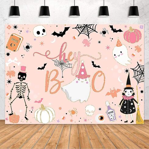 Avezano Hey Boo Halloween خلفية للأطفال لطيف شبح الهالوين ديكورات حفلات الهالوين مخيف بو راية Little Boo Halloween صورة خلفية (7 × 5 قدم) in Saudi Arabia
