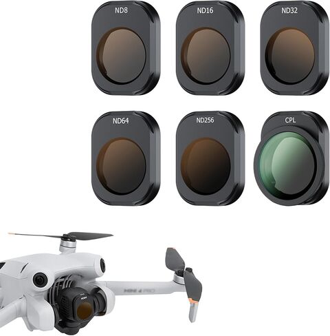 JJC Mini 4 Pro ND Filters, 6 Pack Multi-Coated ND8/ND16/ND32/ND64/ND256/CPL Polarizer and ND Filter Compatible with DJI Mini 4 Pro Drone, Lightweight & Aluminum Frame, DJI Mini 4 Pro Accessories in Saudi Arabia