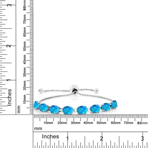 Gem Stone King 925 Sterling Silver Simulated White Opal Tennis Bracelet For Women (8.00 Cttw, Gemstone October Birthstone, Oval Cabochon 7X5MM, Fully Adjustable Up to 9 Inch) in Saudi Arabia