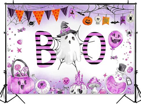 Mocsicka Halloween Baby Shower Birthday Backdrop A Little Boo is Almost Due Party Decoration Trick or Treat Ghost Spooky Boo Halloween Background Props (7x5ft (82x60 inch), Pink) in Saudi Arabia