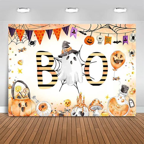 Mocsicka Halloween Baby Shower Birthday Backdrop A Little Boo is Almost Due Party Decoration Trick or Treat Ghost Spooky Boo Halloween Background Props (7x5ft (82x60 inch), Pink) in Saudi Arabia