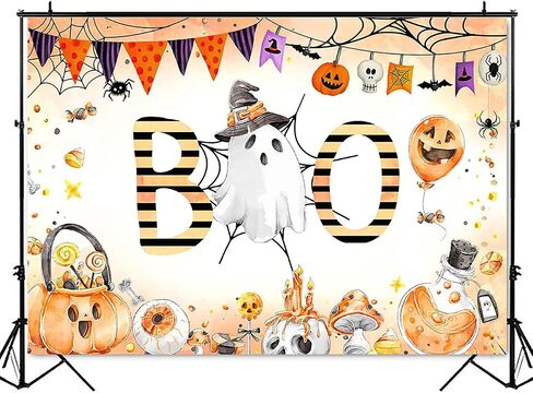 Mocsicka Halloween Baby Shower Birthday Backdrop A Little Boo is Almost Due Party Decoration Trick or Treat Ghost Spooky Boo Halloween Background Props (7x5ft (82x60 inch), Pink) in Saudi Arabia