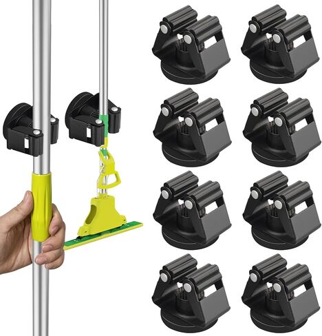 ULIBERMAGNET Magnetic Mop Broom Holder,Heavy Duty Movable Magnetic Tools Holder,Anti-slip Magnetic Mounted Utility Storage Mop Shovel Hanger for Garage, Kitchen, Laundry, Garden(4 Pack/Silver) in Saudi Arabia