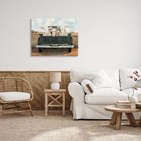 Stupell Industries Cows in Country Truck Canvas Wall Art Design by Cindy Jacobs in Saudi Arabia