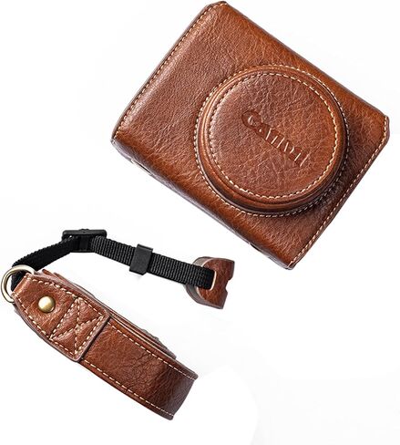 kinokoo G7X /G7X II /G7X III Case, PU Leather Camera Protective Case Compatible for Canon G7X /G7X II /G7X III Camera with Shoulder Strap in Brown in Saudi Arabia
