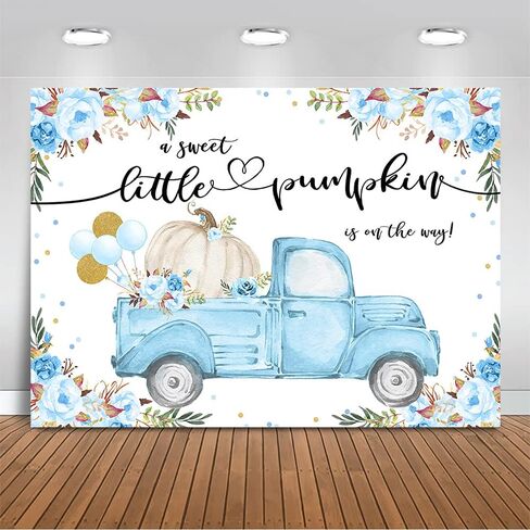 Mocsicka A Little Sweet Pumpkin is On The Way Backdrop 7x5ft Fall Pumpkin Baby Shower Party Decoration Pink Floral Truck Fall Little Pumpkin Gender Reveal Decors Banner in Saudi Arabia