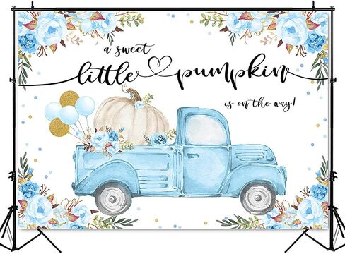 Mocsicka A Little Sweet Pumpkin is On The Way Backdrop 7x5ft Fall Pumpkin Baby Shower Party Decoration Pink Floral Truck Fall Little Pumpkin Gender Reveal Decors Banner in Saudi Arabia