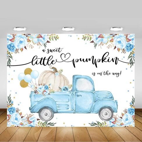 Mocsicka A Little Sweet Pumpkin is On The Way Backdrop 7x5ft Fall Pumpkin Baby Shower Party Decoration Pink Floral Truck Fall Little Pumpkin Gender Reveal Decors Banner in Saudi Arabia