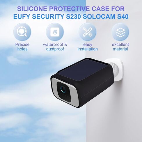 for Eufy Security S230 SoloCam S40 Case Cover Waterproof & Dustproof Silicone Protective Camouflage Camera Skin for Eufy SoloCam S40 (Black) in Kuwait