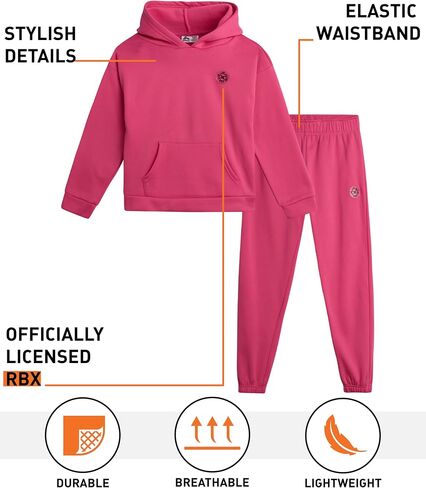 RBX Girls' Sweatsuit Set - 2 Piece Fleece Pullover Hoodie and Joggers Sweatpants - Matching Activewear Set for Girls (7-12) in Saudi Arabia
