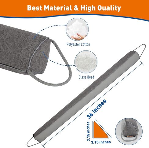 MAGZO Door Draft Stopper 36 Inches, Weighted Rectangle Door Snake for Winter Noise Blocker with Hook Loops,Gray in Saudi Arabia