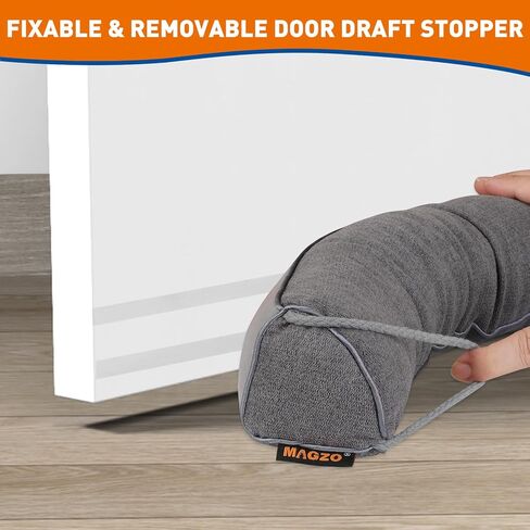 MAGZO Door Draft Stopper 36 Inches, Weighted Rectangle Door Snake for Winter Noise Blocker with Hook Loops,Gray in Saudi Arabia