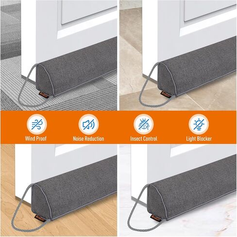 MAGZO Door Draft Stopper 36 Inches, Weighted Rectangle Door Snake for Winter Noise Blocker with Hook Loops,Gray in Saudi Arabia