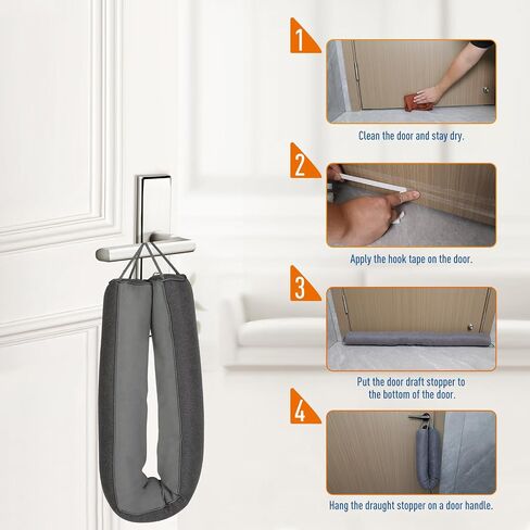 MAGZO Door Draft Stopper 36 Inches, Weighted Rectangle Door Snake for Winter Noise Blocker with Hook Loops,Gray in Saudi Arabia