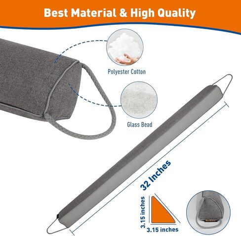MAGZO Door Draft Stopper 36 Inches, Weighted Rectangle Door Snake for Winter Noise Blocker with Hook Loops,Gray in Saudi Arabia