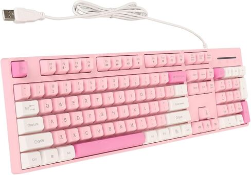 Pink Keyboard, Gaming Keyboard Cute Gaming Keyboard USB Interface Business Keyboard 104 Keys Wired Keyboard 3 Colors Wired Keyboard for XP 7 8 10 11 for OS X (Pink), Generic4wruc05dkp-11 in Saudi Arabia