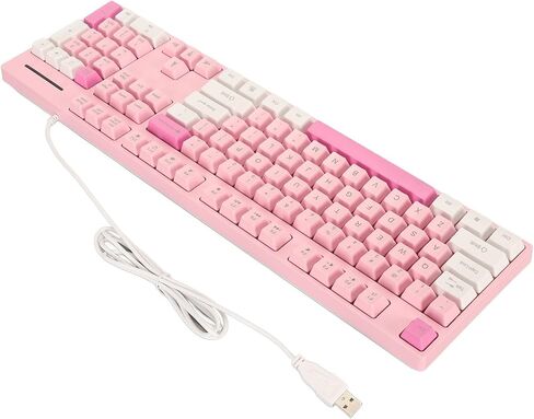 Pink Keyboard, Gaming Keyboard Cute Gaming Keyboard USB Interface Business Keyboard 104 Keys Wired Keyboard 3 Colors Wired Keyboard for XP 7 8 10 11 for OS X (Pink), Generic4wruc05dkp-11 in Saudi Arabia