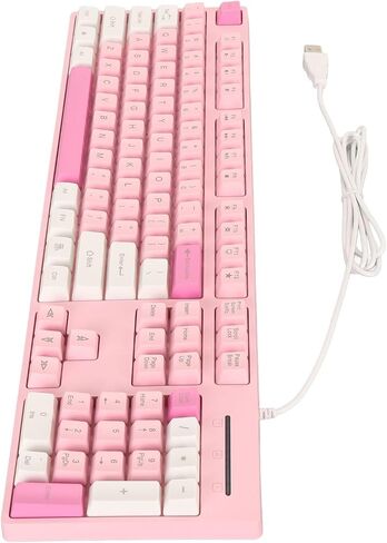 Pink Keyboard, Gaming Keyboard Cute Gaming Keyboard USB Interface Business Keyboard 104 Keys Wired Keyboard 3 Colors Wired Keyboard for XP 7 8 10 11 for OS X (Pink), Generic4wruc05dkp-11 in Saudi Arabia