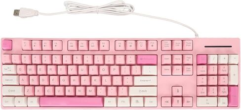 Pink Keyboard, Gaming Keyboard Cute Gaming Keyboard USB Interface Business Keyboard 104 Keys Wired Keyboard 3 Colors Wired Keyboard for XP 7 8 10 11 for OS X (Pink), Generic4wruc05dkp-11 in Saudi Arabia