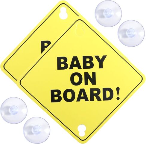 2Pcs Baby on Board Sticker,Baby on Board Magnet for Car, Pp Warning Sign Suction Cup Reusable Car Sticker Suitable for Windshield, Car Window, Rear Window, Bumper in Saudi Arabia