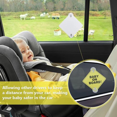 2Pcs Baby on Board Sticker,Baby on Board Magnet for Car, Pp Warning Sign Suction Cup Reusable Car Sticker Suitable for Windshield, Car Window, Rear Window, Bumper in Saudi Arabia