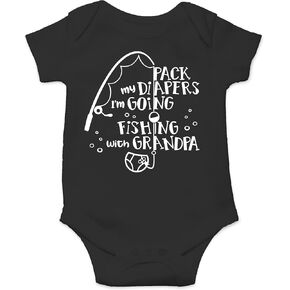 AW Fashions Pack My Diapers I'm Going Fishing With Grandpa Baby Bodysuit Funny Adorable Infant Clothing