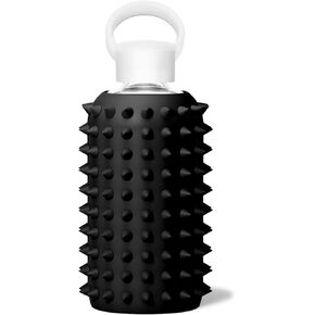 bkr - Little Spiked Valentina - Reusable Glass Water Bottle - Leakproof, Workout Friendly, Carrying Loop - Dishwasher Safe - Removable Silicone Sleeve - BPA Free, Lead-Safe - 16oz/500mL