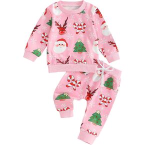 Kayotuas Toddler Baby Christmas Outfit Boy Girl Western Cowboy Long Sleeve Shirts and Pants Set Cute Xmas Fall Winter Clothes