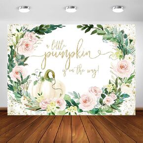 Avezano Pumpkin Baby Shower Backdrop A Little Pumpkin is On The Way Baby Shower Party Decorations Girl Fall Pumpkin Floral Baby Shower Photoshoot Backdrops Decor Banner (7x5ft)
