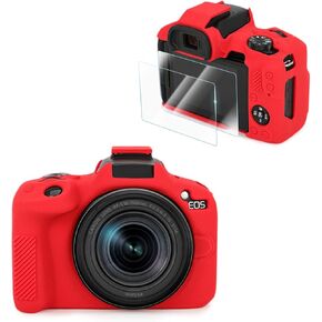 Compatible with Canon EOS R50 Camera Case Accessories kit[with 2 LCD Tempered Films],EOS R50 Silicone Protective Case Digital Camera case Enhanced Grip Sensation Lightweight 9H 0.25mm-White