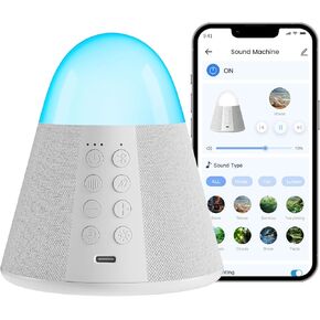 Upgraded Sound Machine with 54 Soothing Sounds, White Noise Sound Machine with App control, Timer, Night Light, Bluetooth Speaker, Memory Function for Adult, Kids, Baby, for Sleep Travel Home