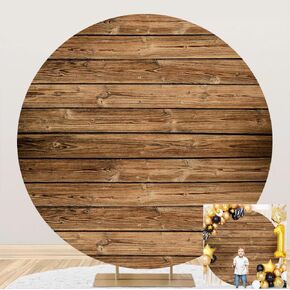 Rustic Wood Round Backdrop 7.2ft Wooden Round Photo Backdrop Brown Wood Circle Backdrop Vintage Wood Wall Round Backdrop Birthday Party Backdrop Baby Shower Party Photoshoot Background