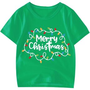 Kids Christmas Shirt Boys Girls Ugly Xmas Merry and Bright Christmas Tree Santa Graphic Tees Toddler Short Sleeve Tshirt Tops