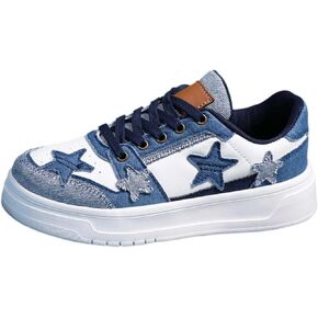 Star Platform Shoes, Cute Sneakers for Women Walking Outdoor, Fashionable Denim Shoes, Breathable Anti-Slip Casual Shoes