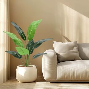 5FT Artificial Bird of Paradise Plant,Faux Banana Leaf Plant Potted Tree Bird of Paradise Artificial Plant for Indoor House Home Office