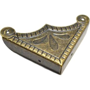 12 Pcs Bronze Corner Protectors Decorative Safety Guards Metal Covers Vintage Right Angle Bracket for Furniture Corner Desk Table Edge Wooden Chest Case Box Medium (Side Length:1-7/8", Height:5/16")