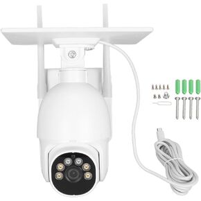 Solar Outdoor Security Camera, 1080P 360° PTZ 2.4G Home Camera, Color Night Vision PIR Motion Detection IP65 Waterproof APP Monitoring 2 Way Talk, Wisoqu2twga4xdg7