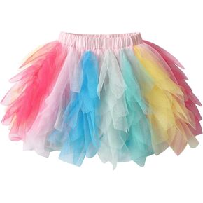 DXTON Girls Tutu Skirt for Toddler Baby Party Casual Multicoloured Tulle Outfits for 3-10 Years