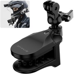 PULUZ Motorcycle Helmet Chin Clamp Mount Camera Mount for Gopro Hero 12 11 10/ Insta360 X3 / DJI Action 4, 360 Rotation Action Camera Holder for Helmets Stable Fast Release Riding Cycling