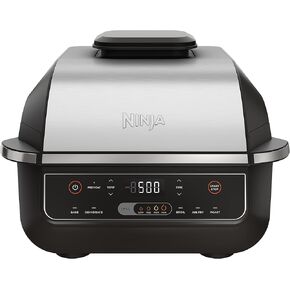 Ninja DG551 Foodi Smart XL 6-in-1 Indoor Grill with Air Fry, Roast, Bake, Broil, & Dehydrate, Foodi Smart Thermometer, 2nd Generation, Black/Silver