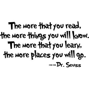 BooDecal Dr Seuss Wall Decals The More You Read Sayings Vinyl Murals Decals Stickers for Kids Bedroom Nursery 24 inches x 13 inches