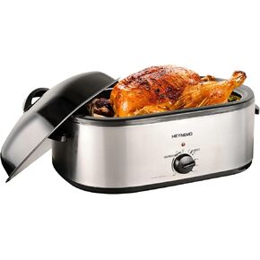Roaster Oven 22 Quart Electric, Turkey Roaster with Self-Basting Lid Design, Large Stainless Steel Electric Turkey Roaster Oven Fits Turkeys Up to 26LB