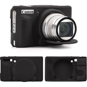 SX740 SX730 Camera Case, Soft Silicone Case for Canon PowerShot SX740/SX730 HS Camera, Lightweight Skin Body Rubber Protective Cover for SX740 SX730 with Detachable Lens Cap - White Pink