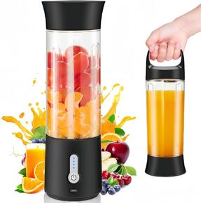Handzee Portable Mini Blender - 13Oz USB Rechargeable Personal Size Blender, with 6 Blades BPA-Free Plastic Juicer Cup For Shakes and Smoothies, Small Blender For Home Sports Outdoors Travel Blender