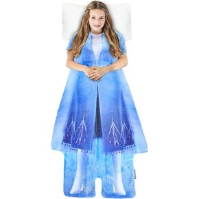 Blankie Tails | Disney Frozen Wearable Blanket - Frozen Disney Movie Double Sided Super Soft and Cozy Disney Blanket Minky Fleece Blanket (56'' H x 30' W (Kids Ages 5 - 12), Frozen 2 - Elsa Dress)