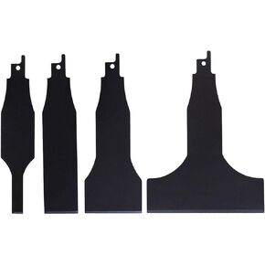 4PCS Reciprocating Saw Scraper Blade, High Carbon Steel Tile Cleaning Tools for Removing Tile Grout Glue Gaps Adhesives, Wall Cleaning, Metal derusting (Black)
