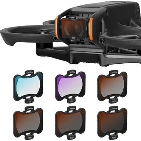 ND Filters Set for DJI Avata 2, 6-Pack UV, PL, ND8, ND16, ND32, ND64 Drone Camera Lens Filter Accessories Polarized PL Filter with Aluminum Alloy Frame & Layer Coating HD AGC Optical Glass