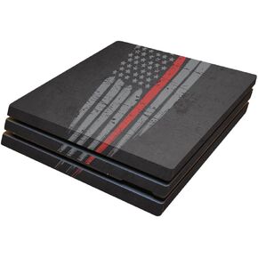 MightySkins Skin Compatible with Sony PS4 Pro Console - Thin Red Line | Protective, Durable, and Unique Vinyl Decal wrap Cover | Easy to Apply, Remove, and Change Styles | Made in The USA